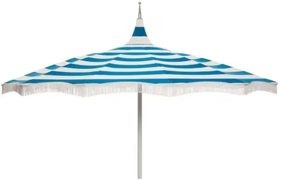 Ari Pagoda Fringe Patio Umbrella - Regatta Blue