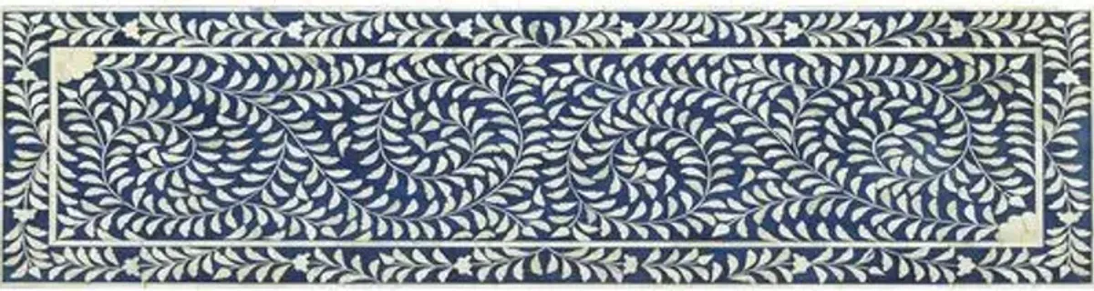Layla Bone-Inlay Bench - Blue/White