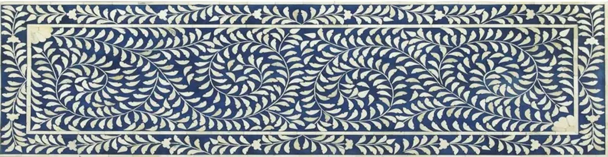 Layla Bone-Inlay Bench, Blue/White