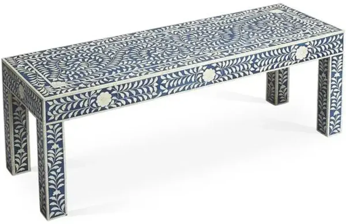 Joselyn Bone-Inlay Bench - Blue/White