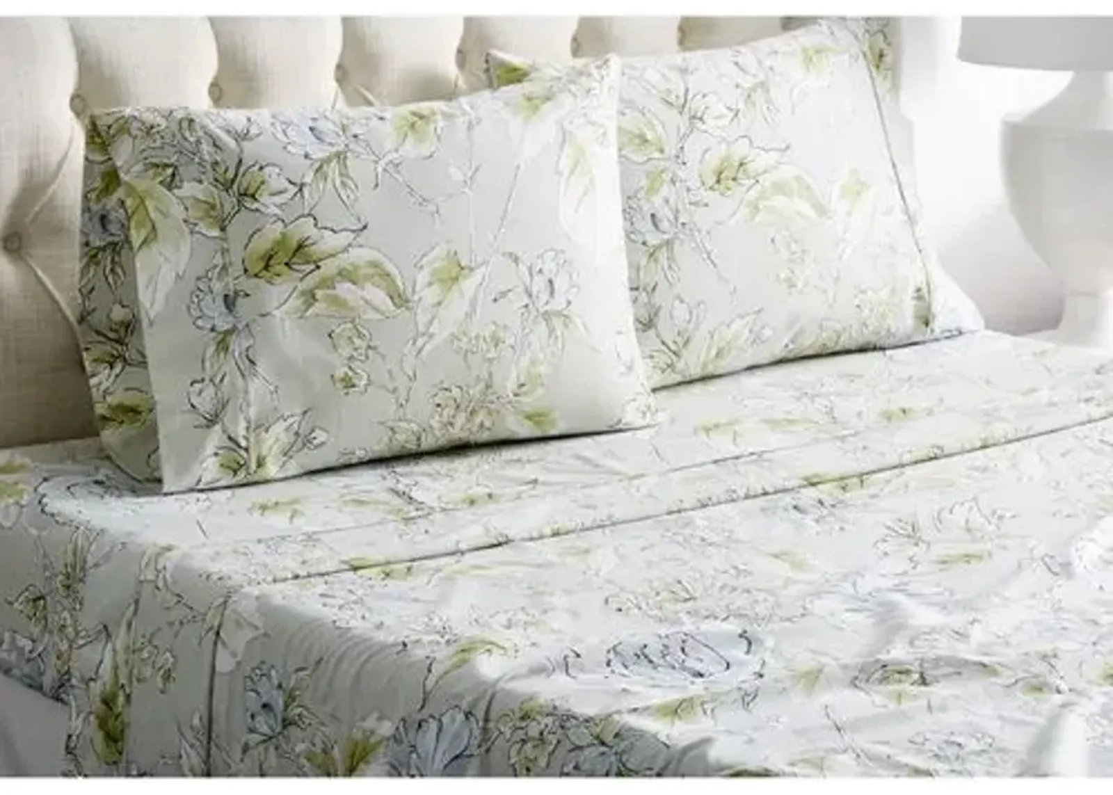 Marigold Sheet Set - Green - Belle Epoque, 300 Thread Count, Egyptian Cotton Sateen, Soft and Luxurious