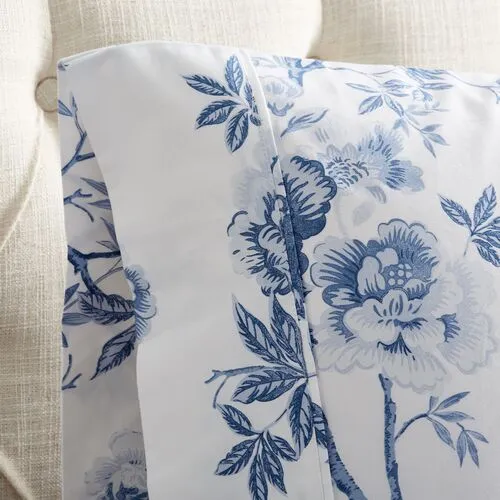 Josephine Sheet Set - Blue - Belle Epoque, 300 Thread Count, Egyptian Cotton Sateen, Soft and Luxurious