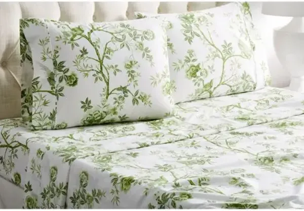 Josephine Sheet Set - Sage - Belle Epoque - Green, 300 Thread Count, Egyptian Cotton Sateen, Soft and Luxurious