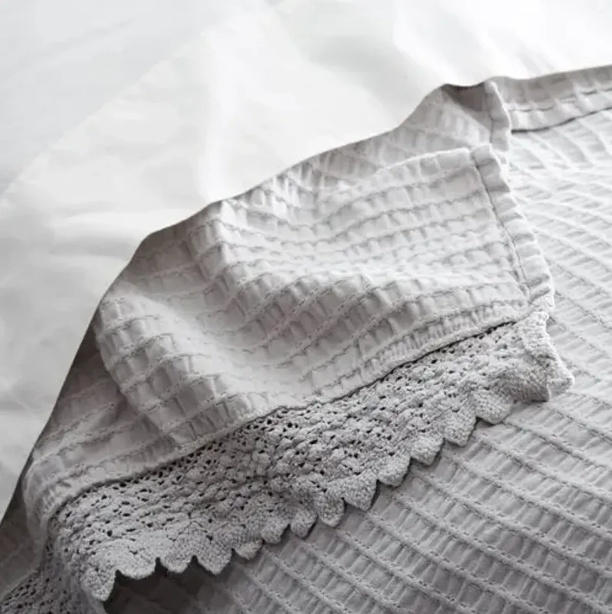 Shelly Romance Coverlet - Gray - Belle Epoque