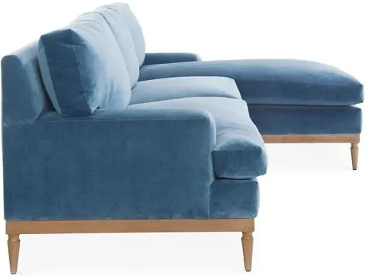 Sutton Velvet RF Sectional - Blue