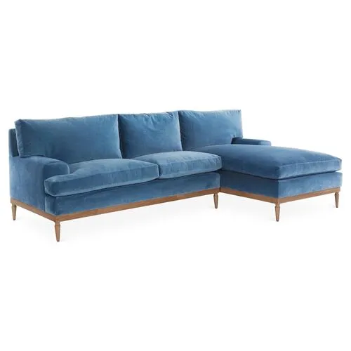 Sutton Velvet RF Sectional - Blue