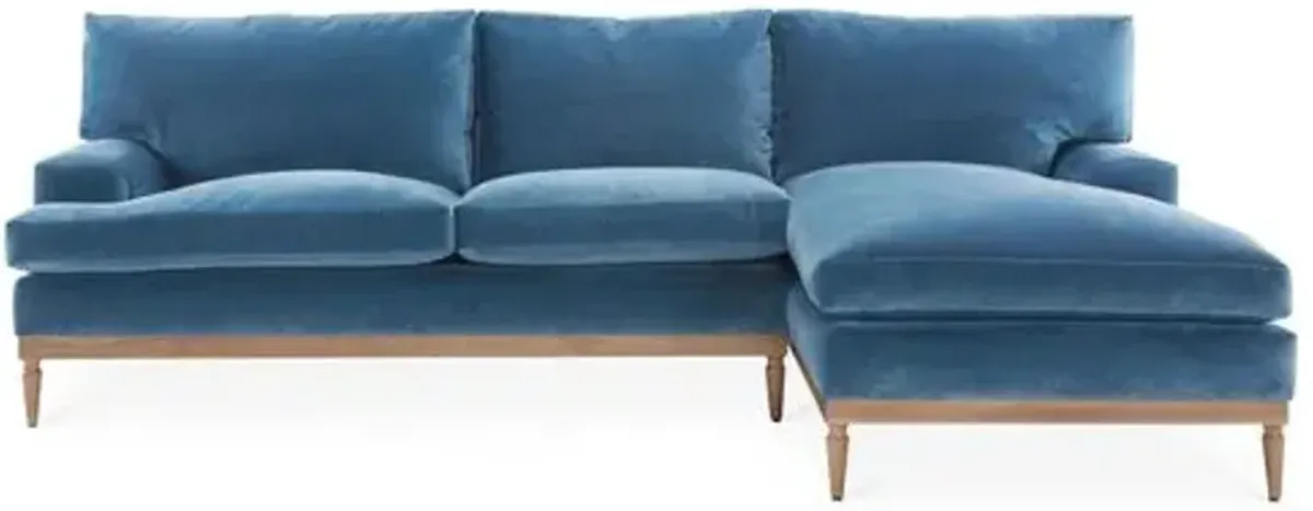 Sutton Velvet RF Sectional - Blue