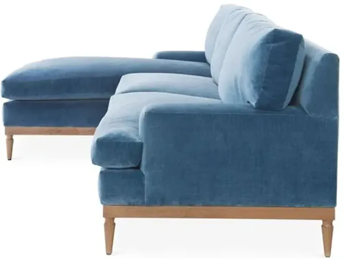 Sutton Velvet LF Sectional - Blue