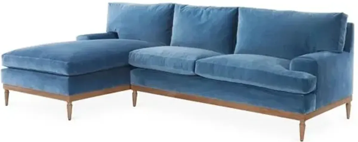 Sutton Velvet LF Sectional - Blue