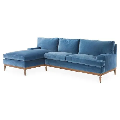 Sutton Velvet LF Sectional - Blue