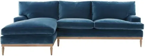 Sutton Velvet LF Sectional - Blue