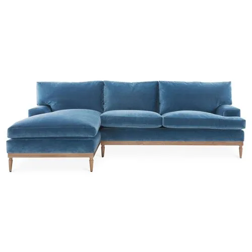 Sutton Velvet LF Sectional - Blue