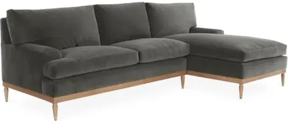 Sutton Velvet RF Sectional - Gray