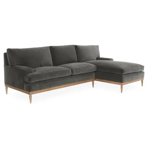 Sutton Velvet RF Sectional - Gray