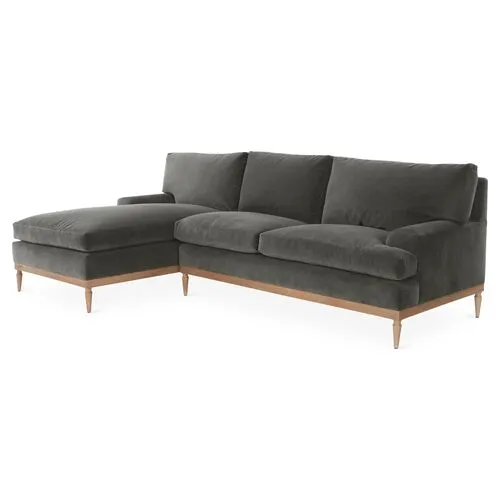 Sutton Velvet LF Sectional - Gray