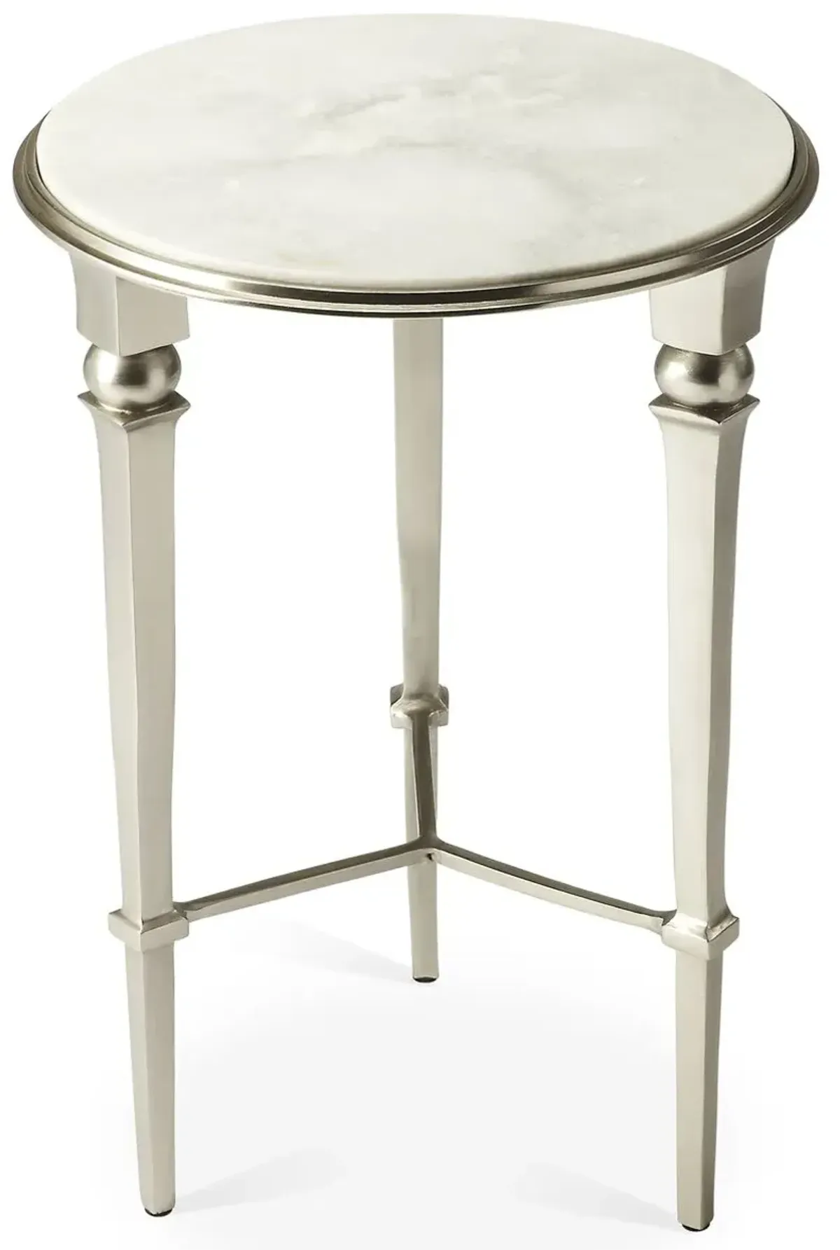 Prena Marble Side Table,  Polished Silver 