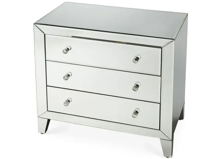 Mathus 3-Drawer Nightstand - Mirrored