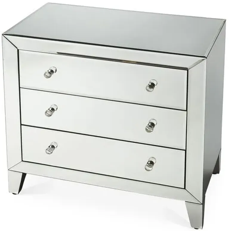 Mathus 3-Drawer Nightstand - Mirrored