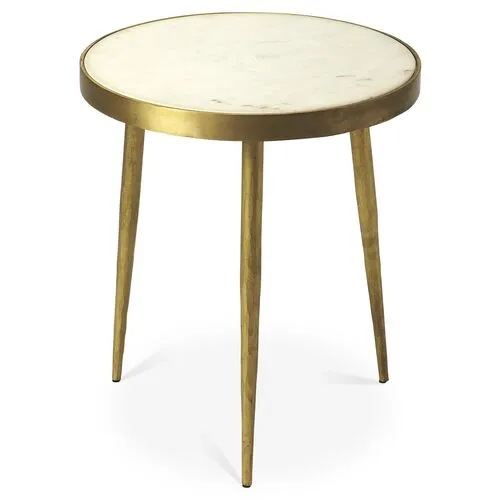 Clyatt Marble Side Table - Antiqued Gold