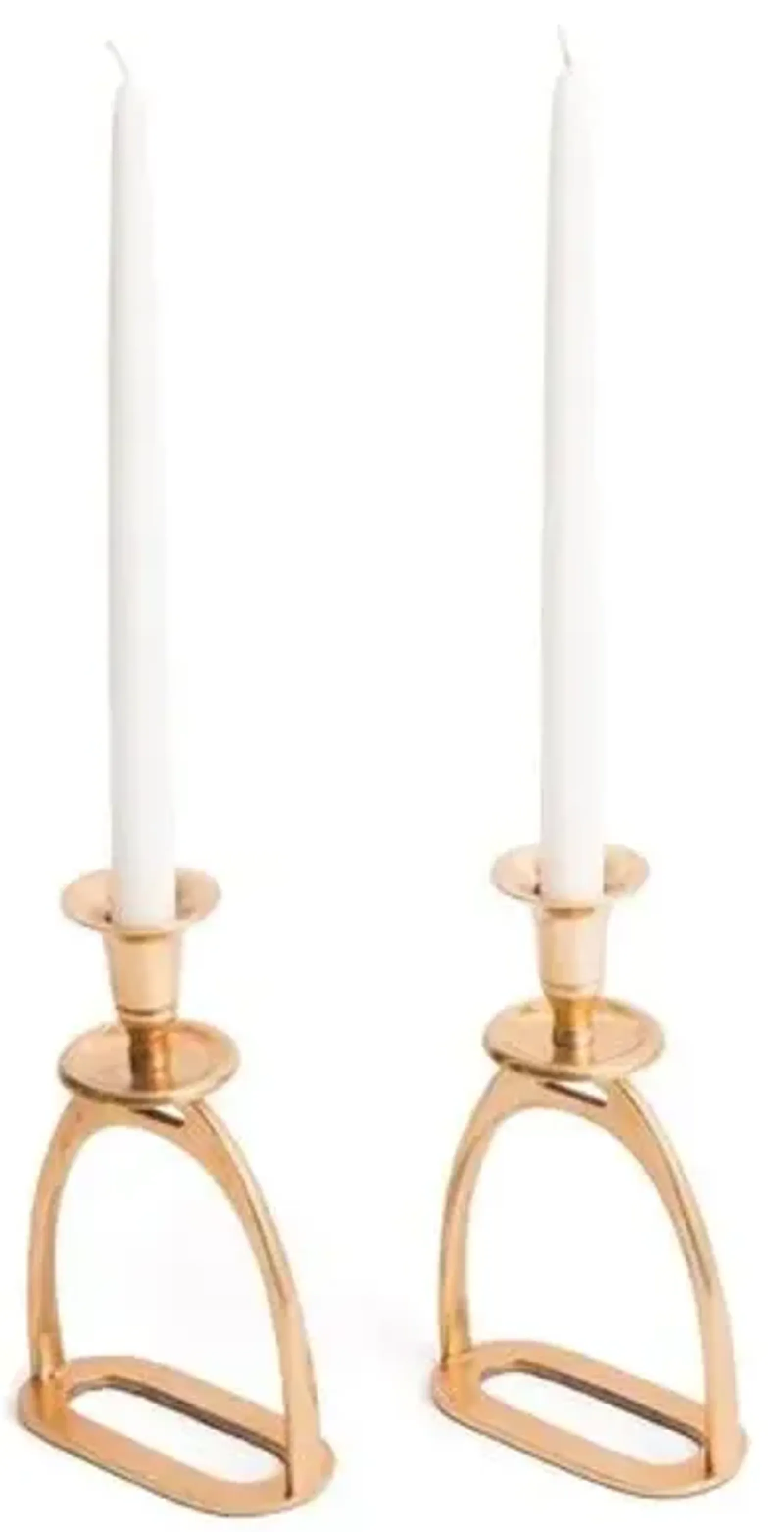 Set of 2 Stirrup Candleholders - Gold