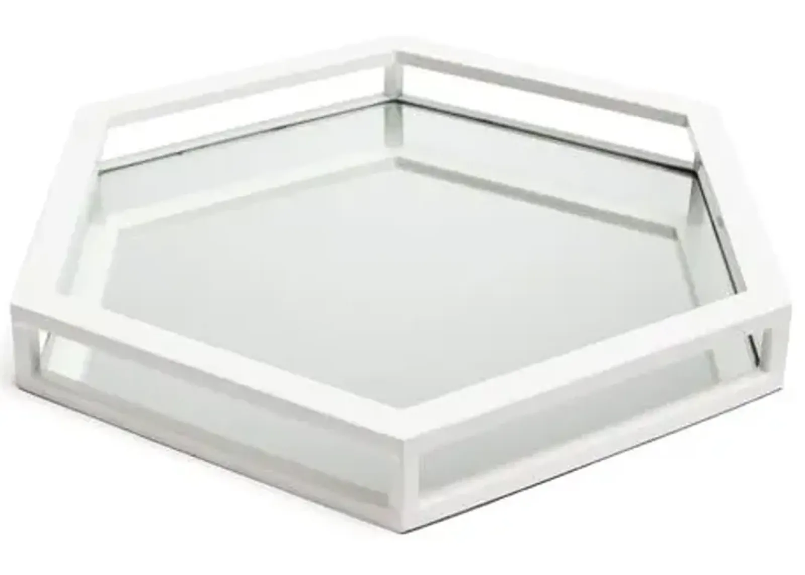 15" Colchester Tray - White/Mirrored