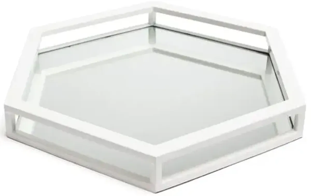 15" Colchester Tray - White/Mirrored