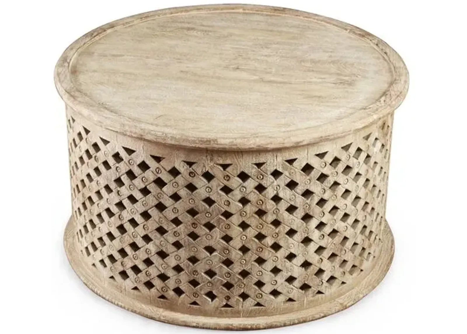 Ethan Round Coffee Table - Weathered Sand - Beige