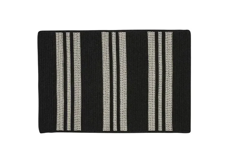 Sunbrella Stripe Outdoor Rug - Black - Black