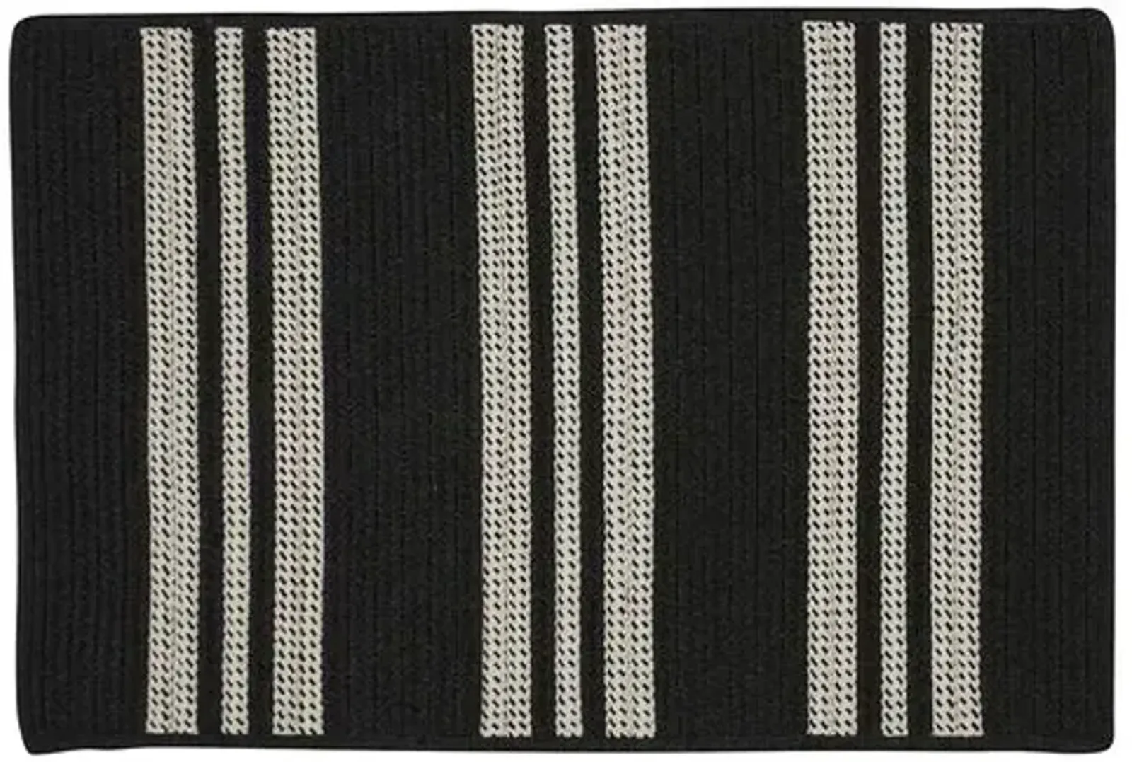 Sunbrella Stripe Outdoor Rug - Black - Black