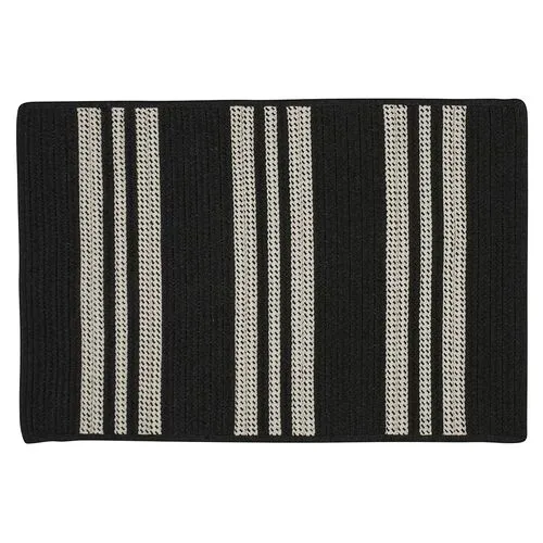 Sunbrella Stripe Outdoor Rug - Black - Black