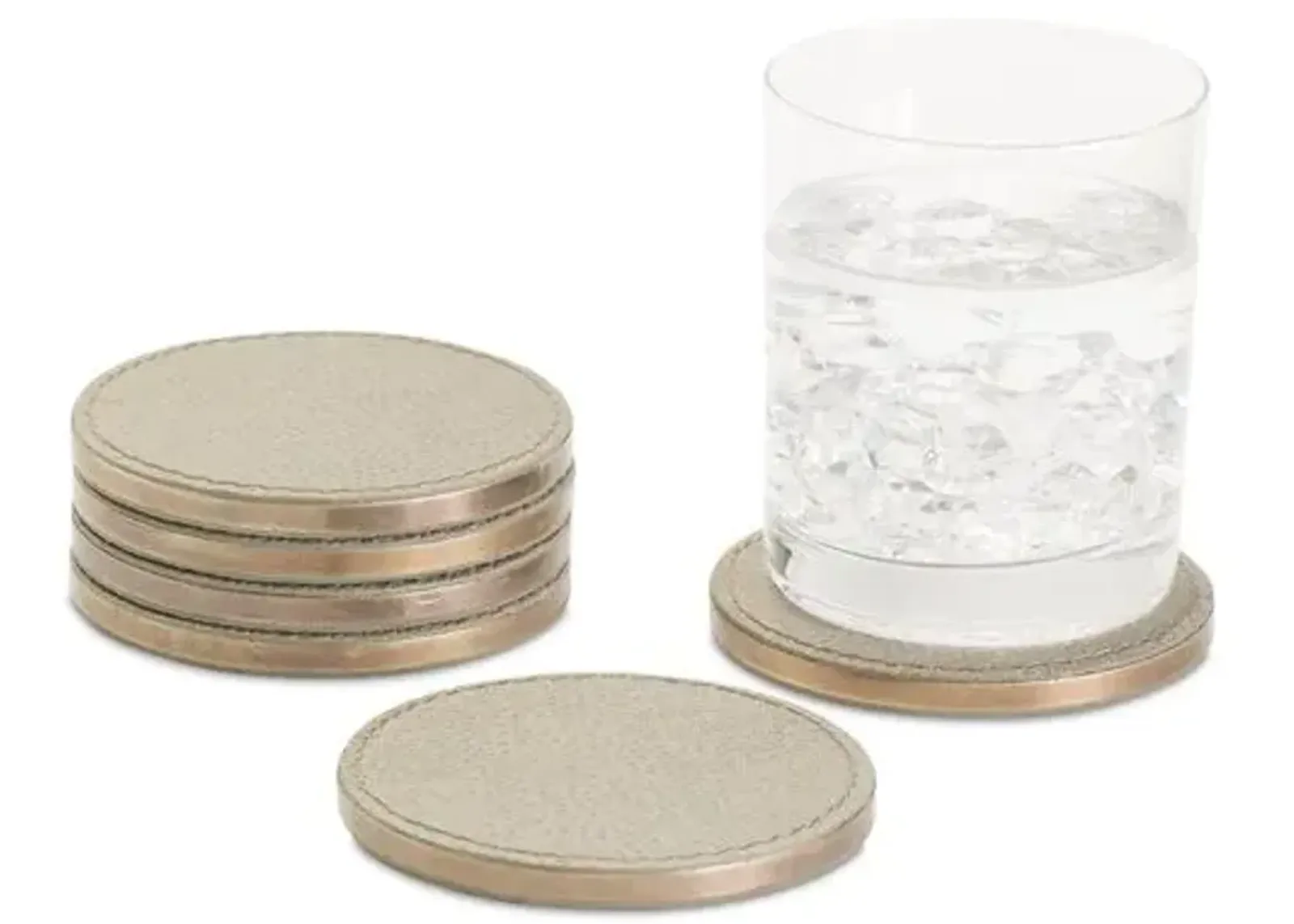 Set of 6 Alpen Coasters - Bark - Global Views - Beige