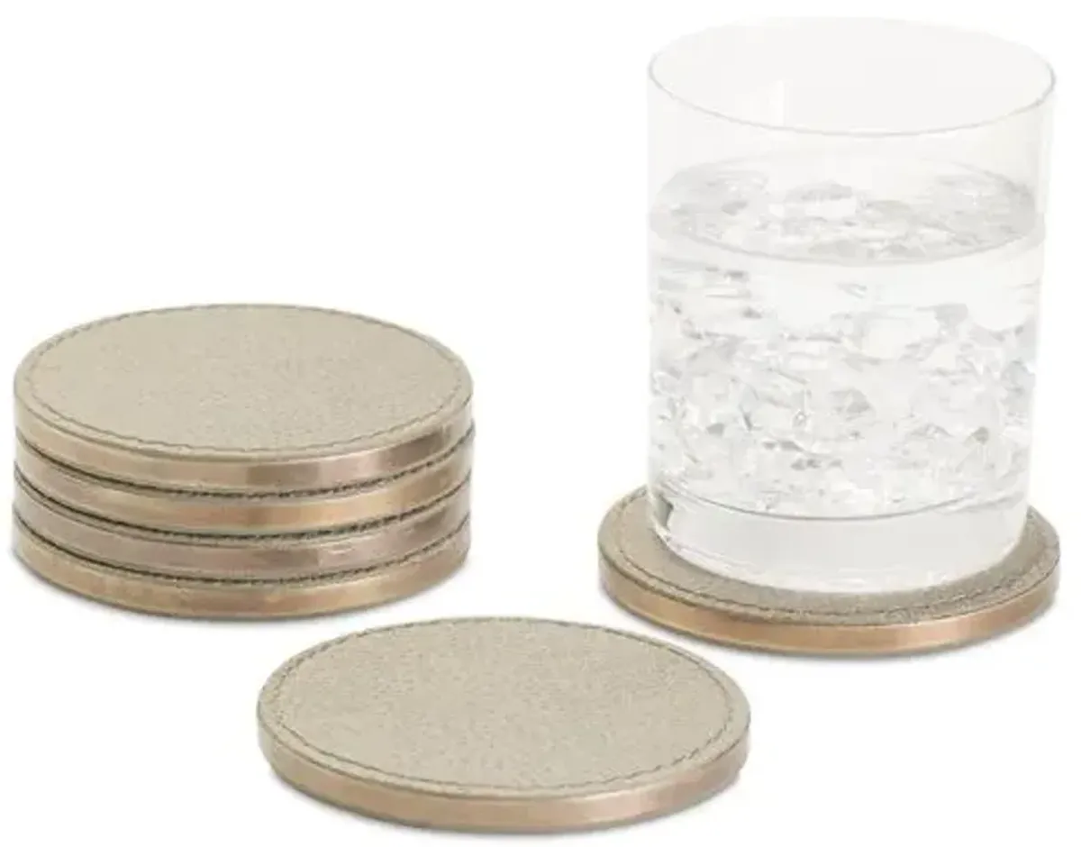 Set of 6 Alpen Coasters - Bark - Global Views - Beige