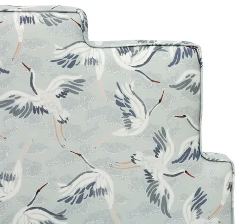 Paxton Headboard - Cranes - Blue