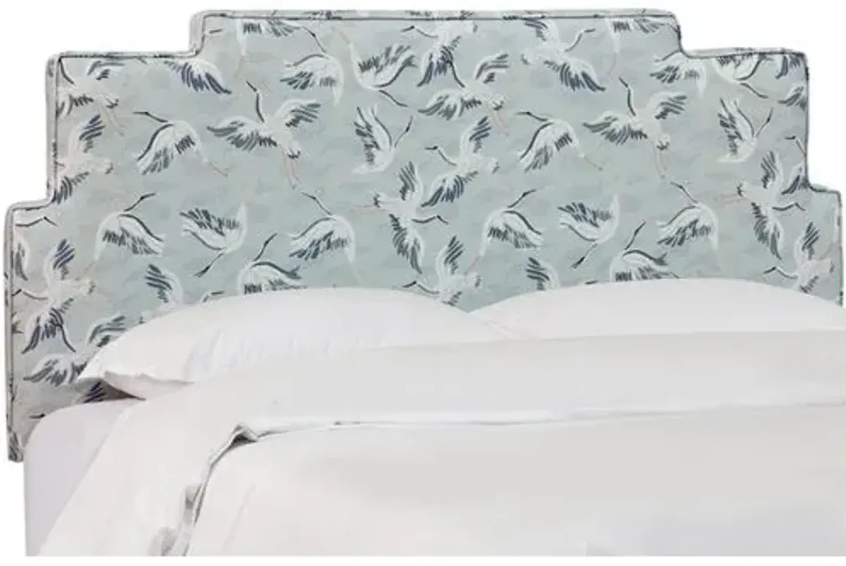 Paxton Headboard - Cranes - Blue