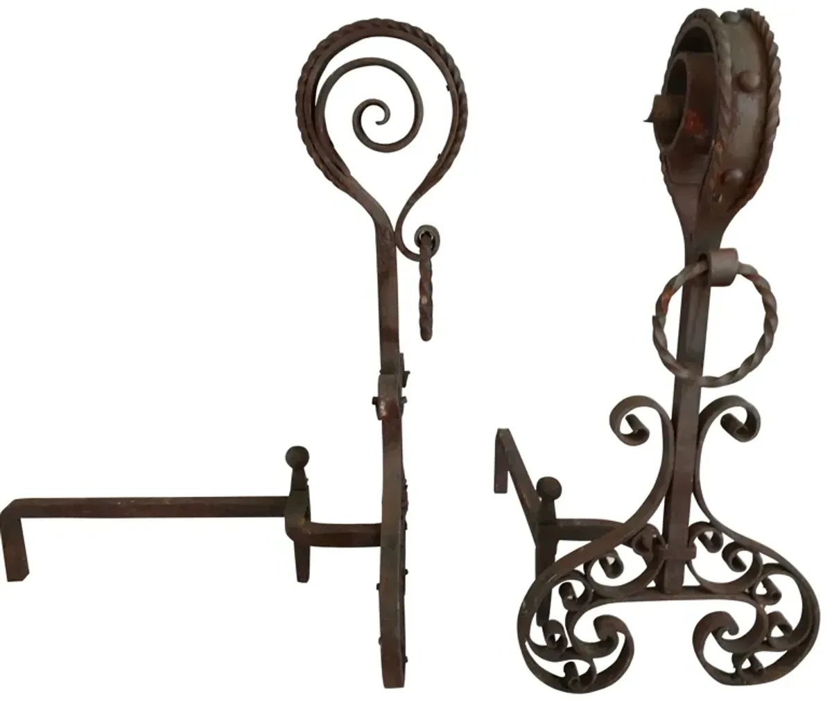 19th-C. French Andirons - Set of 2 - Von Meyer Ltd. - Brown