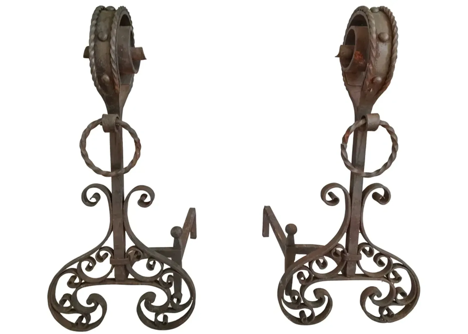 19th-C. French Andirons - Set of 2 - Von Meyer Ltd. - Brown