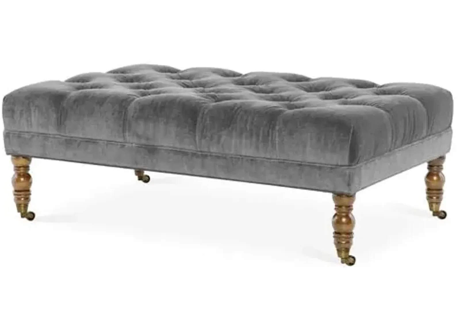 Anna Cocktail Ottoman - Velvet - Miles Talbott - Handcrafted - Gray