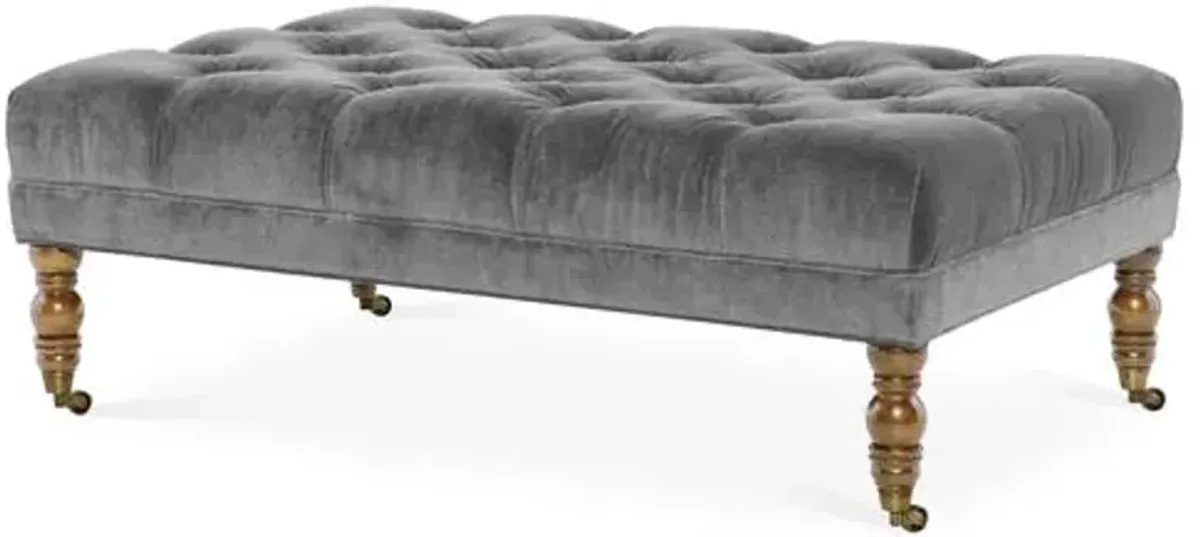 Anna Cocktail Ottoman - Velvet - Miles Talbott - Handcrafted - Gray