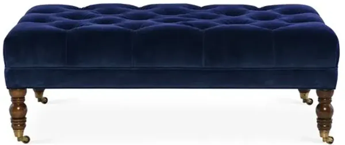 Anna Cocktail Ottoman - Velvet - Miles Talbott - Handcrafted - Blue