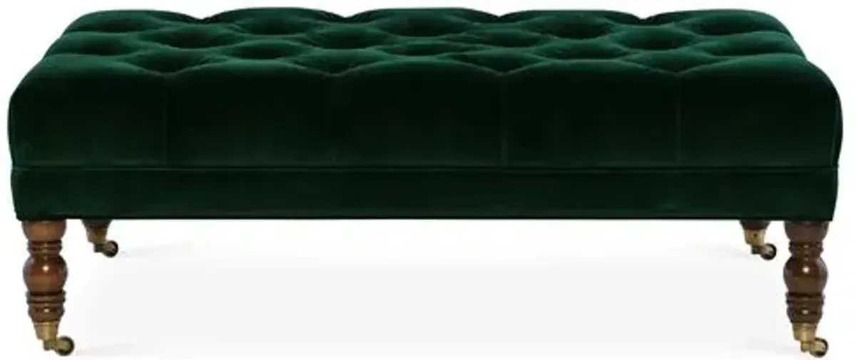 Anna Cocktail Ottoman - Velvet - Miles Talbott - Handcrafted - Green