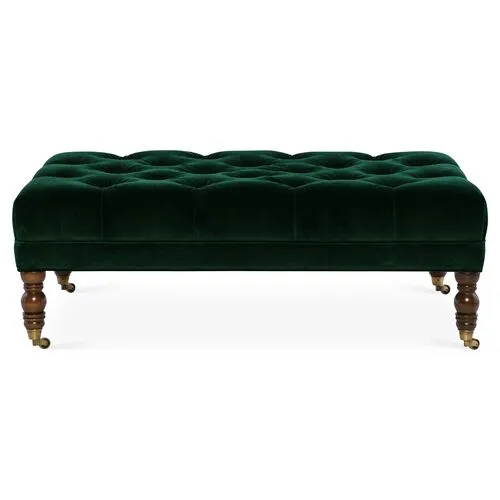 Anna Cocktail Ottoman - Velvet - Miles Talbott - Handcrafted - Green