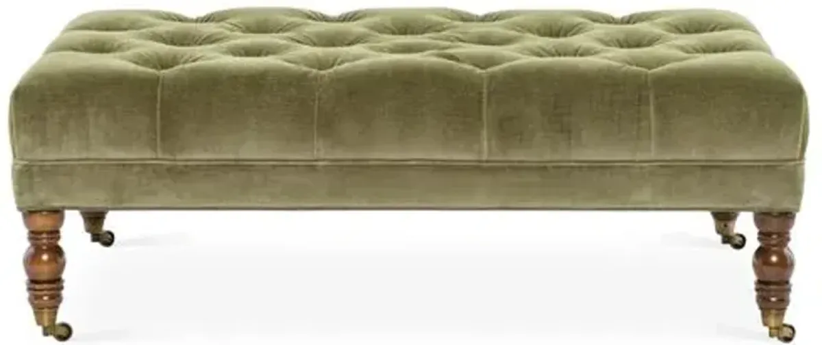 Anna Cocktail Ottoman - Velvet - Miles Talbott - Handcrafted - Green