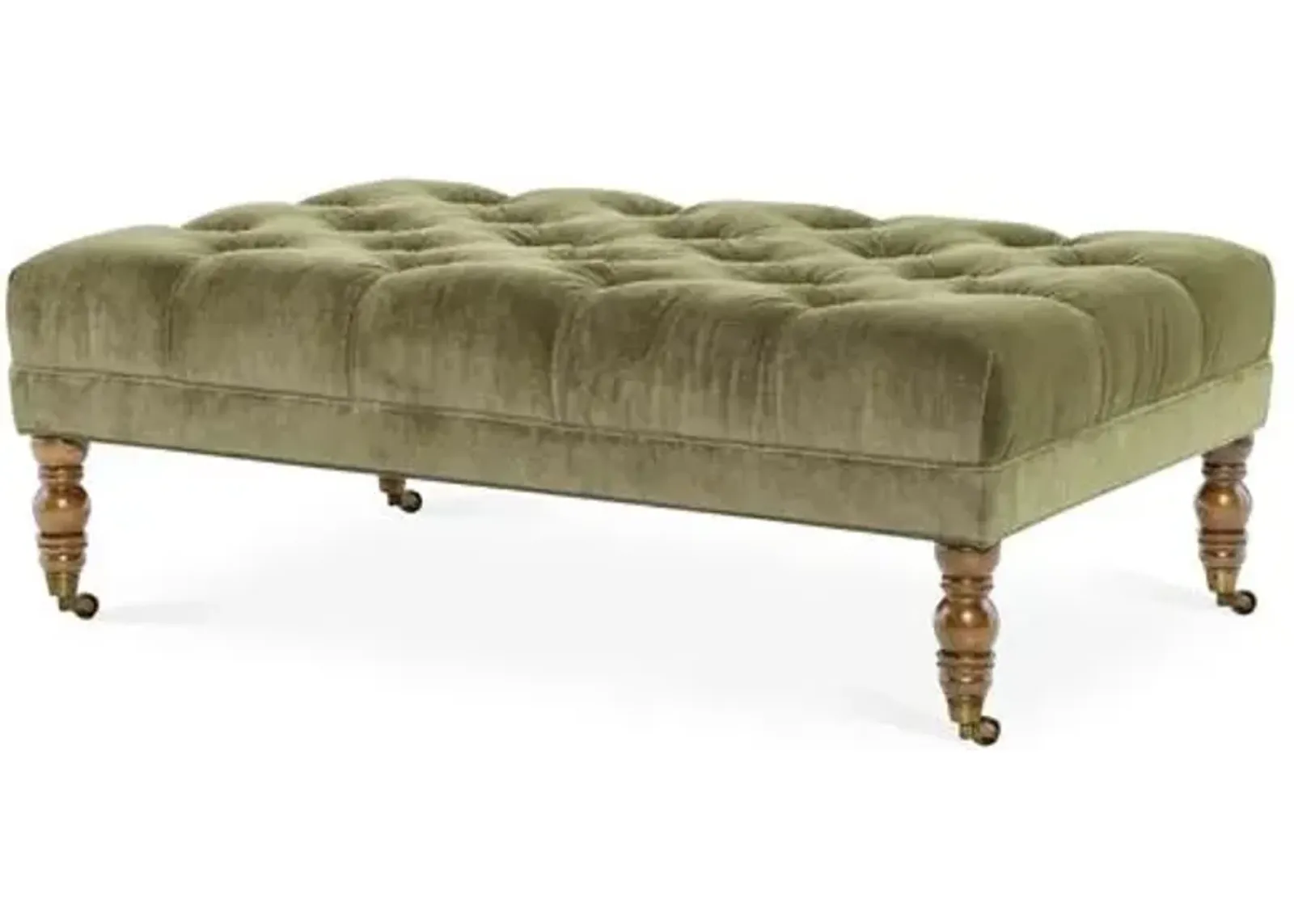 Anna Cocktail Ottoman - Velvet - Miles Talbott - Handcrafted - Green