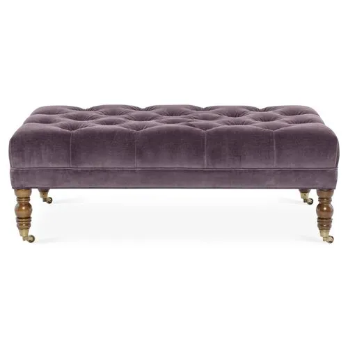 Anna Cocktail Ottoman - Fig Velvet - Miles Talbott - Handcrafted - Purple