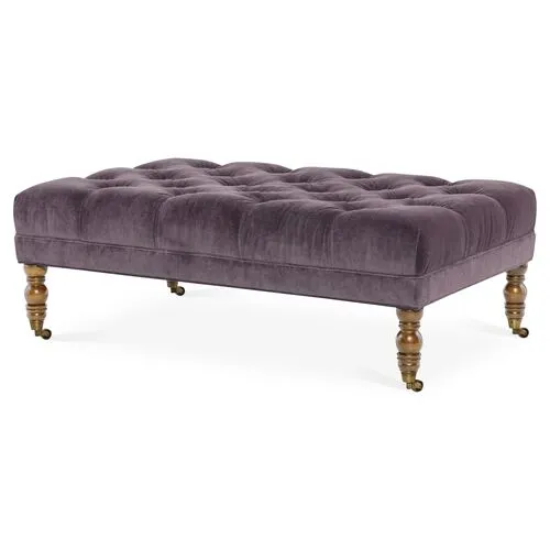 Anna Cocktail Ottoman - Fig Velvet - Miles Talbott - Handcrafted - Purple