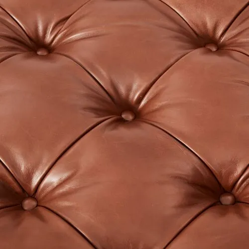 Anna Cocktail Ottoman - Saddle Leather - Miles Talbott - Handcrafted - Brown