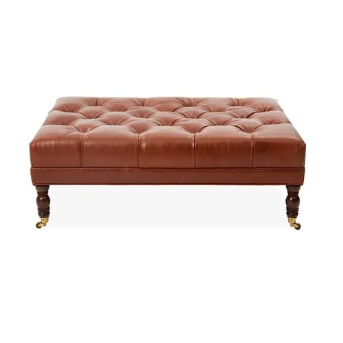 Anna Cocktail Ottoman - Leather - Miles Talbott - Brown