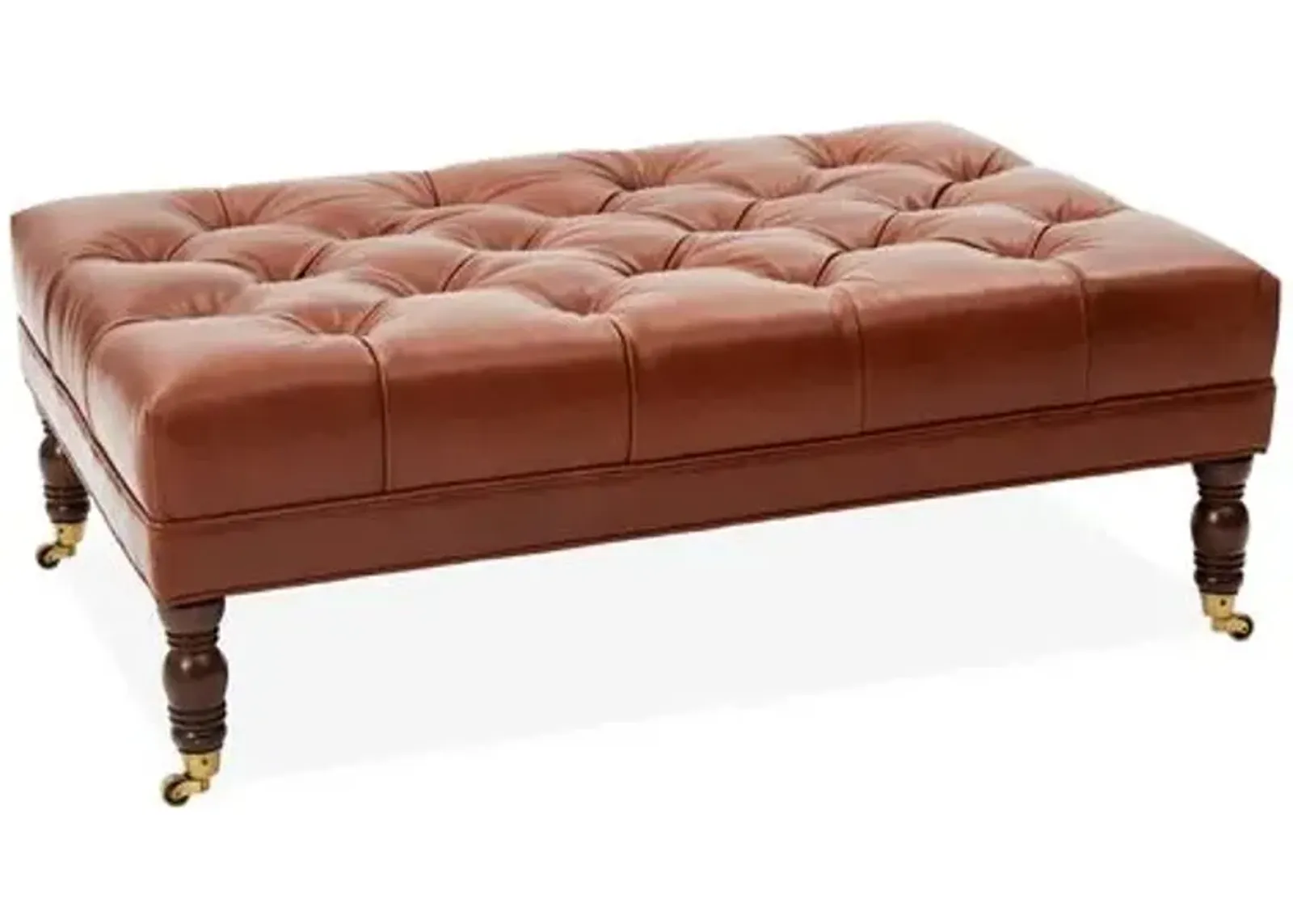 Anna Cocktail Ottoman - Leather - Miles Talbott - Brown