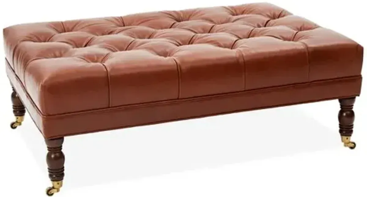 Anna Cocktail Ottoman - Leather - Miles Talbott - Brown