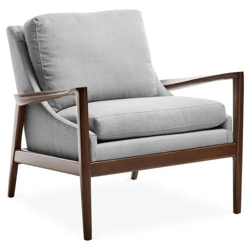 Ebonwood Accent Chair - Gray Linen - Miles Talbott, Comfortable, Durable